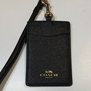 Coach Black Card Holder with Gold Logo